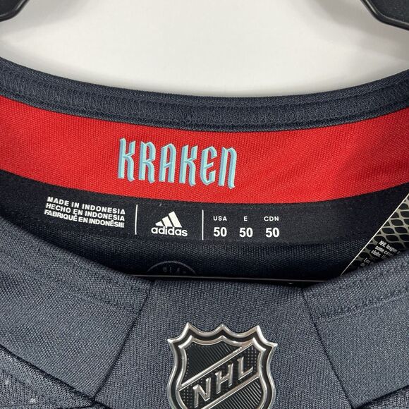 Adidas Authentic Seattle Kraken NHL Jersey Black Blue Back Size 50 New With Tags - Picture 4 of 8